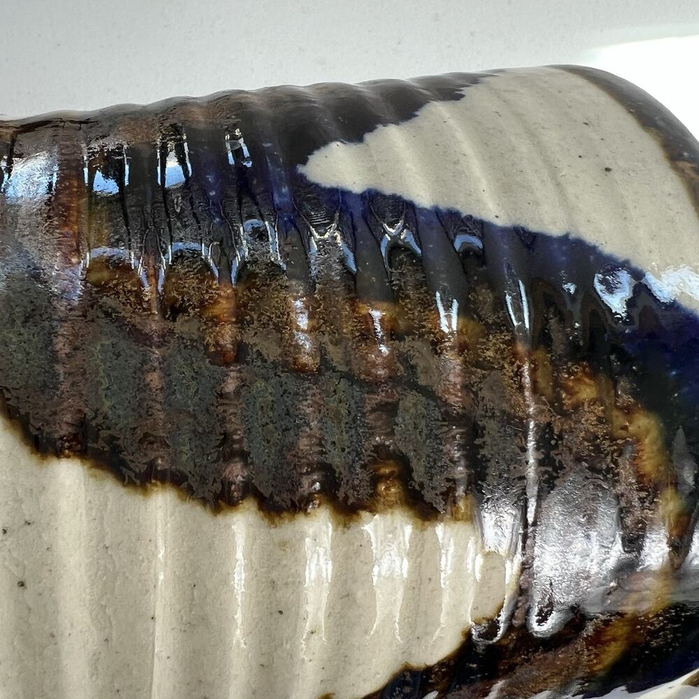 Studio Art Pottery Pitcher Vase Hand Thrown Glazed Brown Shades Stoneware Glossy - Picture 7 of 12